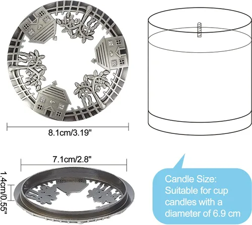 Vista 2 de GORGECRAFT Candle Toppers - Cubierta perfumada para velas, tapas de frascos, fundas para regalos, diseño de casa antigua de flores, accesorios