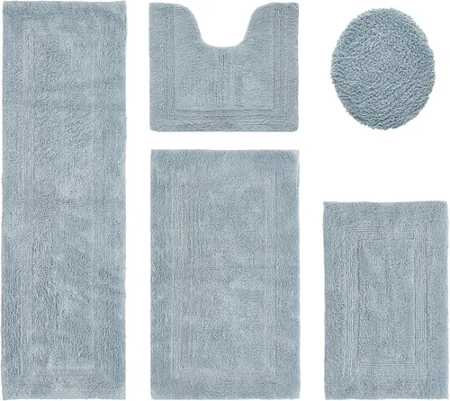 Vista 551 de Better Trends - Juego de 2 alfombras de baño 100% algodón, extra suaves, con borlas, de 17" x 24", alfombra de baño superabsorbente y reversible