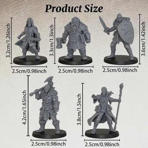 Vista 3 de DND Miniatures Fantasy Adventurer 0.984 in 1:64 Minis AS1057
