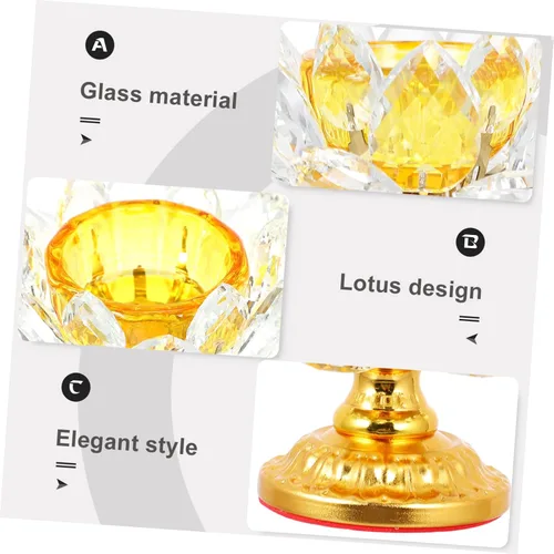 Vista 2 de Candelabro de loto de cristal, decoración de terrario, vela de pilar, decoración de vidrio, portavelas votivo, portavelas zen, candelabro decorativo