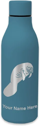Vista 11 de LaserGram Botella de agua de acero inoxidable de doble pared, manatí, grabado personalizado incluido