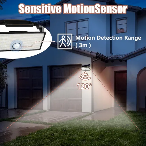 Vista 3 de Paquete de 2 luces solares de movimiento para exteriores, luz de movimiento exterior, 3 modos de iluminación, sensor de movimiento, luz de pared