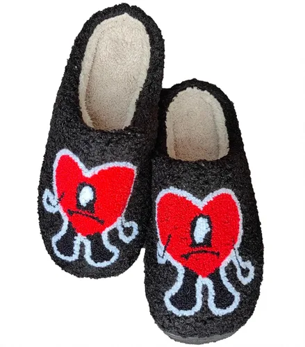 Vista 2 de Bad Cute Bunny Slippers for Women Men Retro Memory Foam Cute Cartoon Plush Fluffy Warm Fur Lined slippers Indoor House Home Winter Shoes
