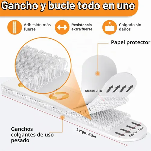 Vista 3 de SummerBrite - Tiras resistentes para póster y marco, 32 pares, XL, color blanco Extra strong wall adhesive, clean peel removal, ideal for large