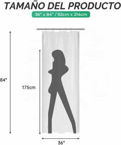 Vista 7 de AmazerBath Cortina de ducha larga de 36 x 84 pulgadas, cortina de ducha transparente de PEVA grueso resistente, cortina estrecha con 2 piedras
