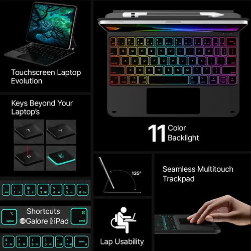 Vista 3 de typecase Funda de teclado Edge para iPad de 11ª generación A16 (2025) y 10ª generación de 10.9 pulgadas (2022) - Trackpad multitáctil, teclado