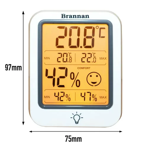 Vista 8 de Brannan Termómetro digital para habitación, higrómetro, medidor de humedad interior, temperatura precisa, grabación máxima, mínimo