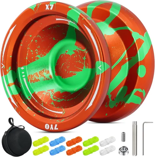 Vista 15 de X6 Yoyo profesional de trucos para niños y principiantes, Yoyo 6061 Responsive Yoyos de aleación de aluminio con rodamiento KK, eje, bolsa, 10
