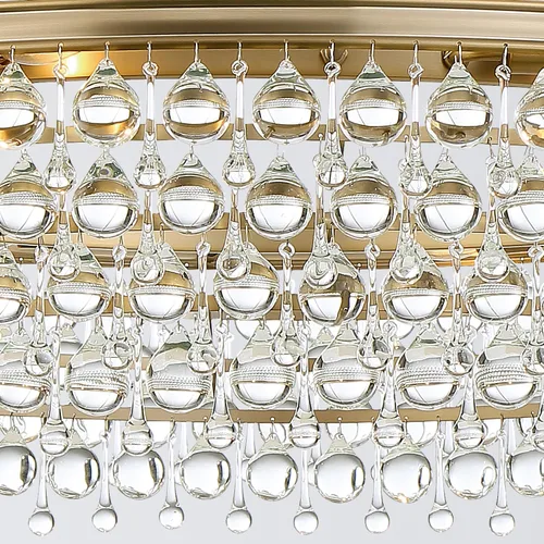 Vista 4 de Calypso - Candelabro de 8 luces de cristal con forma de lágrima dorada vibrante, lámpara de techo - Candelabros para pasillo, sala de estar Dorado