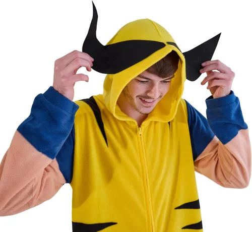 Vista 5 de Bioworld Disfraz de cosplay con capucha y mangas largas para adultos, traje enterizo X-men Wolverine