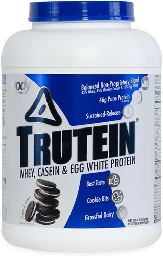 Vista 20 de Body Nutrition Trutein Polvo de Proteína Alto: 45% Suero, 45% Caseína, 10% Clara de Huevo, Sin Gluten, Bajo en Sodio, Polvo de Proteína de Suero