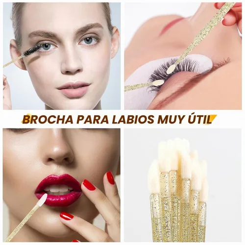 Vista 5 de 200 juegos de kits de pestañas postizas, hisopos de micro algodón desechables, y se combinan con cepillos de pestañas postizas, cepillos de labios