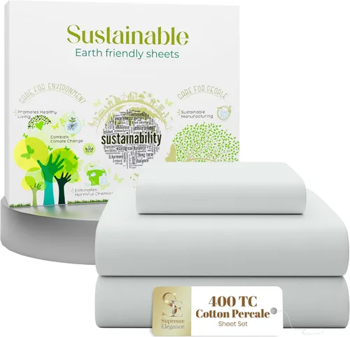 Vista 27 de Purity Home - Juego de sábanas 100% algodón de 400 hilos, percal refrescante, con bolsillo profundo elástico, ropa de cama de 3 piezas, lujo