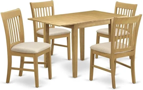 Vista 16 de East West Furniture NDNO3-BCH-W - Juego de comedor de 3 piezas para espacios pequeños que contiene una mesa de comedor rectangular con gotas y 2