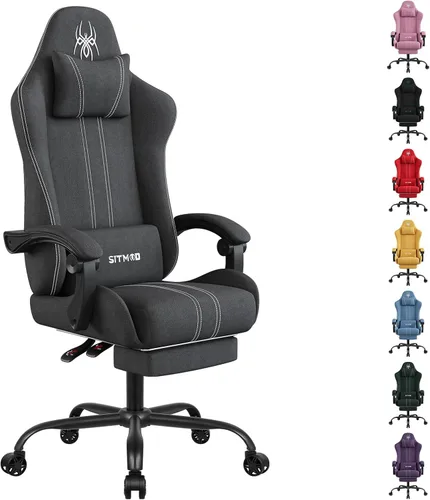 Vista 9 de Fabric Gaming Chair with Footrest, Big Tall Reclining Ergonomic Chair