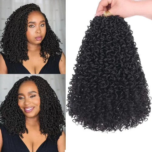 Vista 39 de Unionbeauty - Paquete de 8 trenzas de ganchillo Yanky Twist de 6 pulgadas, 8 paquetes, color negro natural, micro Passion Twist, extensiones