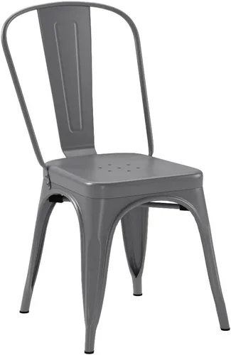Vista 6 de Amazon Basics Sillas de comedor de metal, 4 unidades, gris oscuro, 20.1 x 17.1 x 33.5 pulgadas