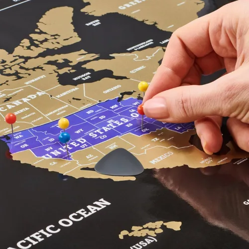 Vista 7 de Set de regalo grande 2 en 1 – Mapa del mundo para raspar y póster para raspar los 100 mejores lugares para visitar en el mundo – Mapa de los mejores