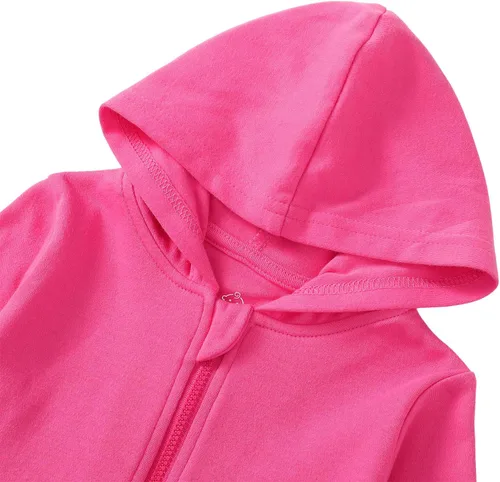 Vista 2 de ROMPERINBOX Sudadera con capucha para bebé y niña, con cremallera completa, ligera, delgada, abrigo, sudaderas de 0 a 24 meses