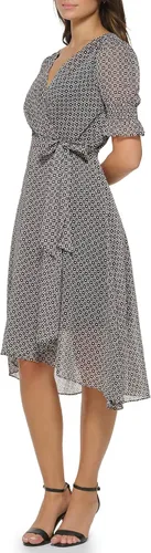 Vista 2 de Tommy Hilfiger Vestido de gasa de manga corta para mujer