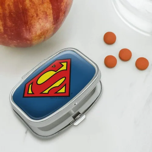 Vista 2 de Superman Classic S Shield Logo Rectángulo Pastillero Caja de Regalo