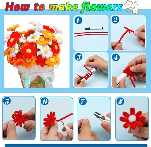 Vista 5 de 200 Pcs Pipe Cleaners, 20 Colors Pipe Cleaners Bulk for Crafts