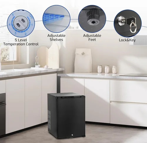 Vista 7 de Smad - Refrigerador compacto de 1.4 pies cúbicos, mini refrigerador con cerradura, refrigerador de 12V para vehículos recreativos, refrigerador de 2