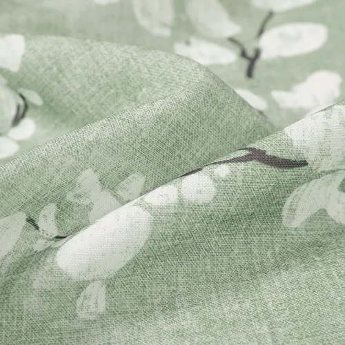 Vista 5 de FMFUNCTEX Cortinas de Nivel de Cocina Verde y Blanco de 24 Pulgadas de Largo con Estampado de Flores, Cortinas de Media Ventana para Baño