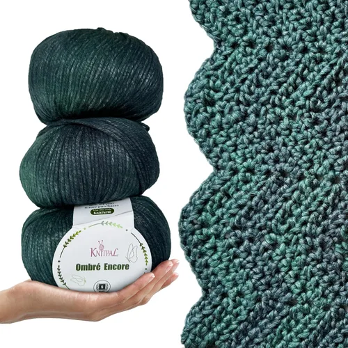 Vista 11 de Ombré-Encore - Hilo grueso degradado para crochet, 3 bolas, 507 yardas/420G (14.82 oz), patrones gratis - Hilo voluminoso multicolor peso 5