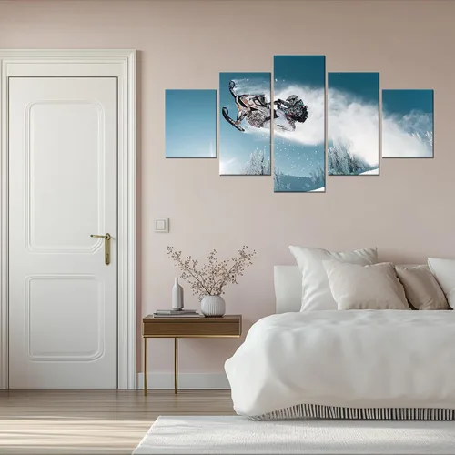 Vista 4 de Arte de pared de motos de nieve, fotografía, decoración de pared, motos de nieve, imágenes de acción, impresión en lienzo, pintura deportiva