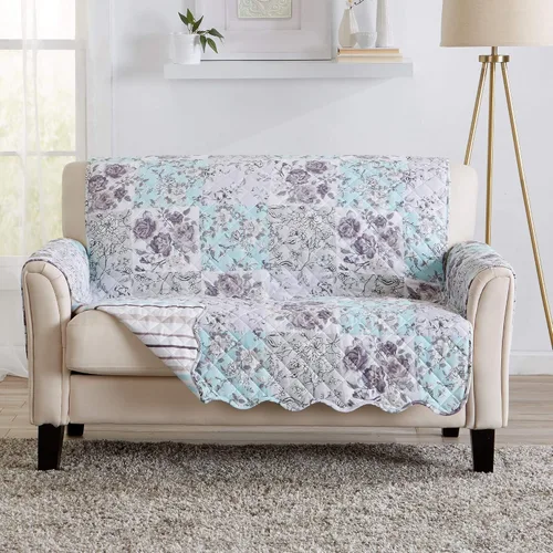 Vista 62 de Great Bay Home Funda reversible de retazos reclinable, lavable, protector de muebles con correas elásticas, perfecta para niños y mascotas, detalle