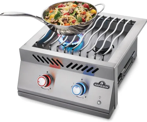 Vista 3 de Napoleon Componente integrado - BIB18RTPSS - Quemador de doble rango de caída, parrilla para barbacoa, acero inoxidable de grado marino, gas