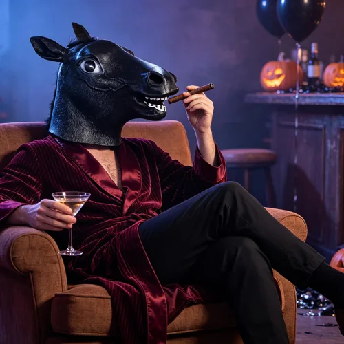 Vista 5 de Ibluelover Máscara de cabeza de caballo para adultos, máscara de vinilo
