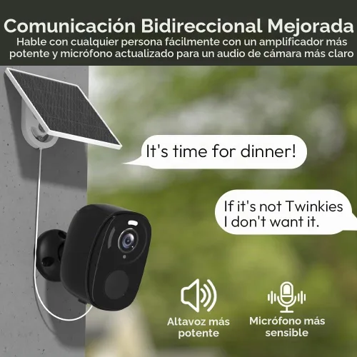 Vista 6 de Rraycom Paquete de 2 cámaras de seguridad solar 5G inalámbricas para exteriores, cámara de 2K con batería y panel solar, alarma de sirena, visión