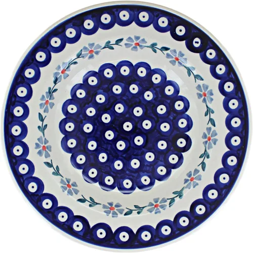 Vista 2 de Cerámica polaca de rosa azul – Plato de sopa azul violeta – 9.25 pulgadas de diámetro – Gran cuenco para sopas, ensaladas y pastas