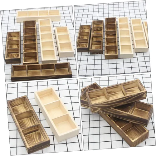 Vista 5 de Caja de almacenamiento de madera de 3 compartimentos para bolsas