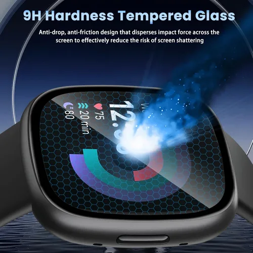 Vista 5 de 3 protectores de pantalla para Fitbit Versa 4, Fitbit Versa 3, Fitbit Sense 2, Fitbit Sense 2, protector de pantalla de cobertura completa