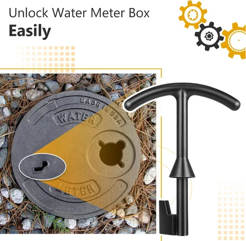 Vista 2 de Llave de la caja del medidor de agua de 5.5", compatible con la llave de la cubierta del medidor de agua M07001