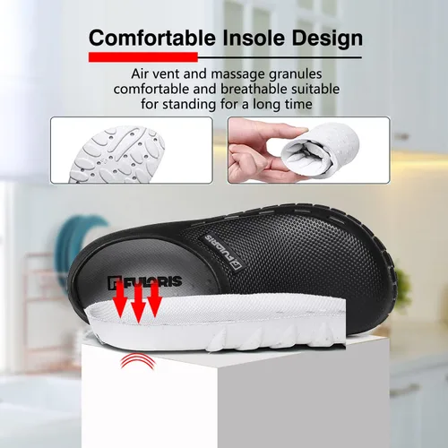 Vista 4 de Zapatos antideslizantes para hombre, resistentes al agua, al aceite, para chef, enfermería, médicos, zapatos adecuados para cocina, restaurante