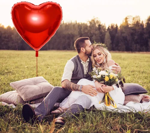 Vista 4 de Gejoy 4 globos grandes de papel de aluminio de corazón rojo de 32 pulgadas, globos en forma de corazón jumbo para el día de San Valentín, boda