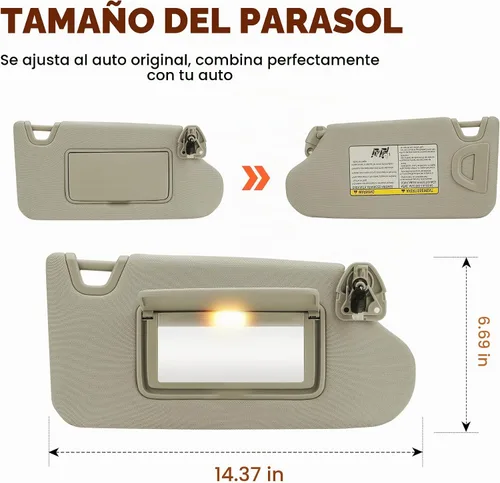 Vista 2 de Reemplazo de visera solar lateral derecha para pasajero, color beige, compatible con Nissan Altima 2013, 2014, 2015, 2016, 2017, 2018, sin techo