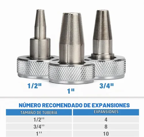 Vista 2 de iCrimp PEX - Herramienta expansora con cabezales de expansión de 1/2", 3/4", 1" para manguitos de expansión Uponor ProPex, cumple con la norma ASTM