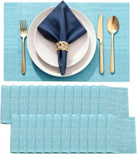 Vista 18 de Juego de 4 manteles individuales de vinilo duraderos, antideslizantes para mesa de comedor, resistentes al calor, lavables, de PVC, fáciles