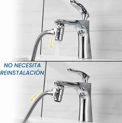 Vista 7 de Ducha de mano con accesorios de ducha para grifo, ducha de 3 cabezales en aluminio, con divisor de grifo, manguera de 59 pulgadas y conexión