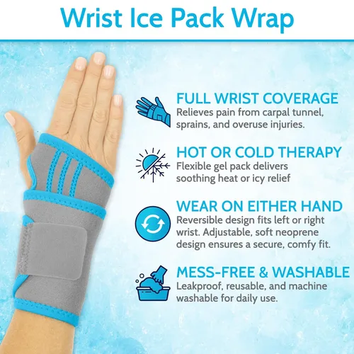 Vista 2 de Arctic Flex Muñequera de hielo - Compressa de gel reutilizable con soporte de compresión - Almohadilla flexible de frío y calor para lesiones
