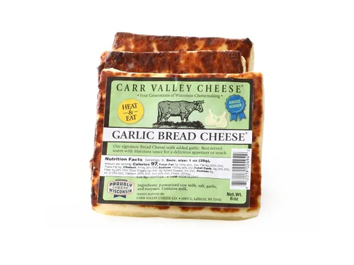 Vista 6 de Carr Valley Bread Cheese® Paquete de 3 (3) piezas de 6 onzas Auténtico queso para asar a la parrilla Wisconsin Heat & Eat (Bacon)