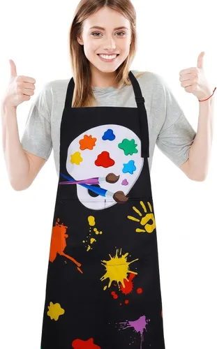 Vista 10 de Delantal de artista de pintura con bolsillos, delantales de pintura impermeables para adultos, delantal de arte ajustable con babero