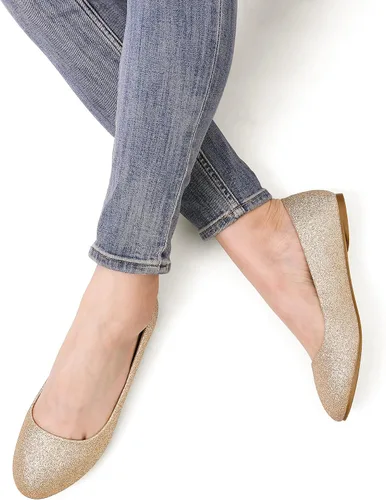 Vista 2 de DREAM PAIRS - Zapatos planos de suela simple de ancho amplio para mujer, estilo bailarina, cómodos para caminar