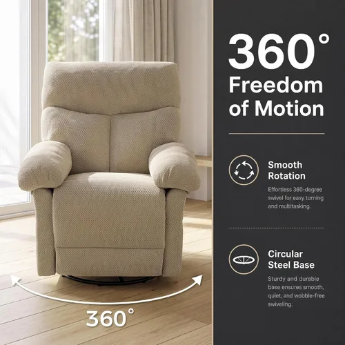 Vista 6 de HOPUBUY Silla mecedora reclinable para guardería con reposabrazos Caqui claro