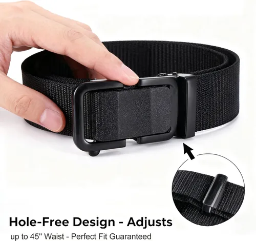 Vista 6 de Cinturón táctico de nailon para hombre, cinturón de trinquete para actividades al aire libre con hebilla de cinturón de seguridad resistente